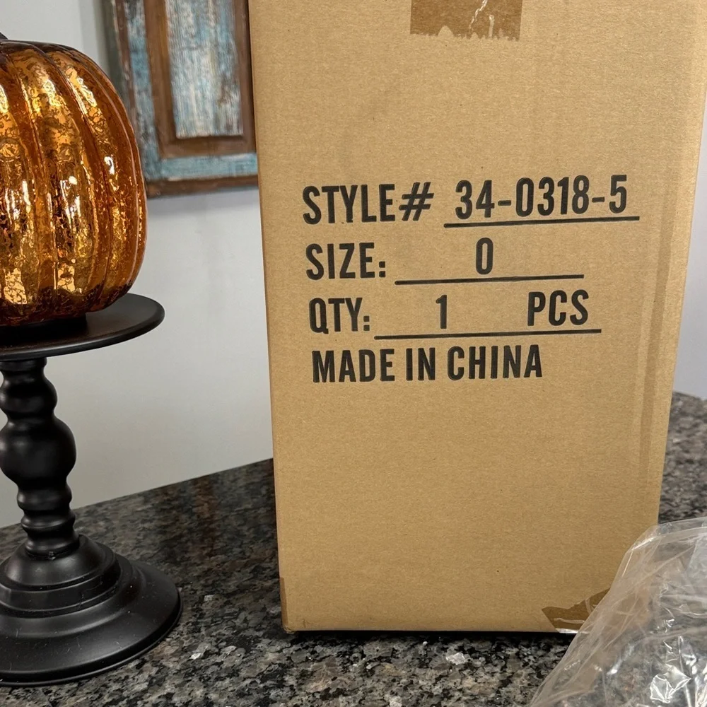 Orange light up led Pumpkin on Black Stand fall decor NEW
